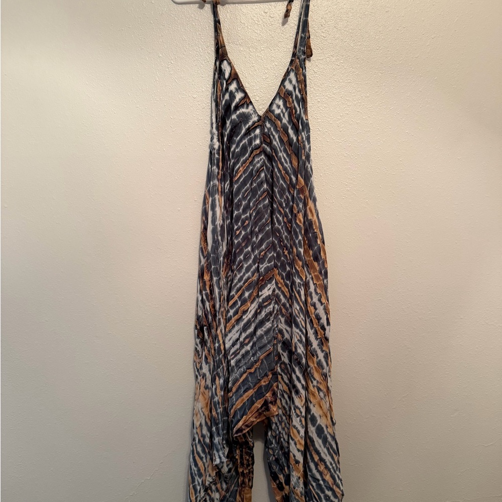Stylish Tie-Dye Jumpsuit in Black and Brown